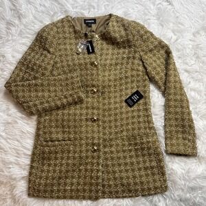 Express Tweed Cardigan Blazer Women's‎ Small Metallic Gold Knit Woven Formal New